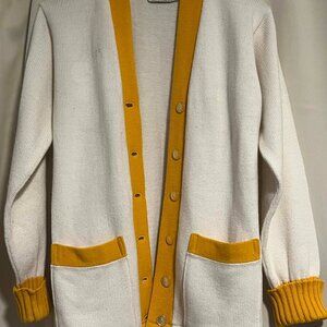 Vintage Letterman Cardigan by Athletic Knitwear Cream/Gold Size 38